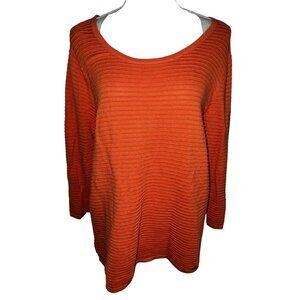 Calvin Klein Ribbed Orange Sweater L Womens Cotton Blend Made In China